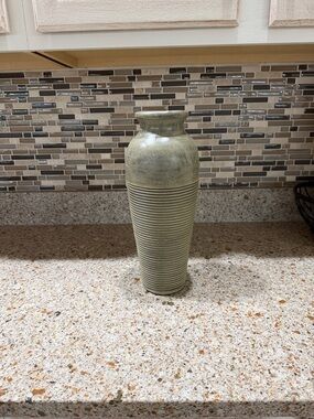 Home Accents Olive Green Ribbed Ceramic Vase